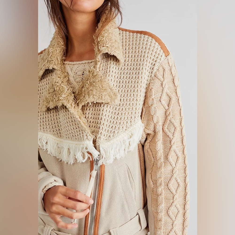 Free People knitted fringe jacket